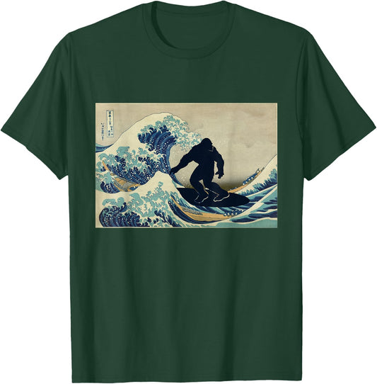 bigfoot surfing great wave off Kanagawa T-Shirt - T-Shirt | Forest