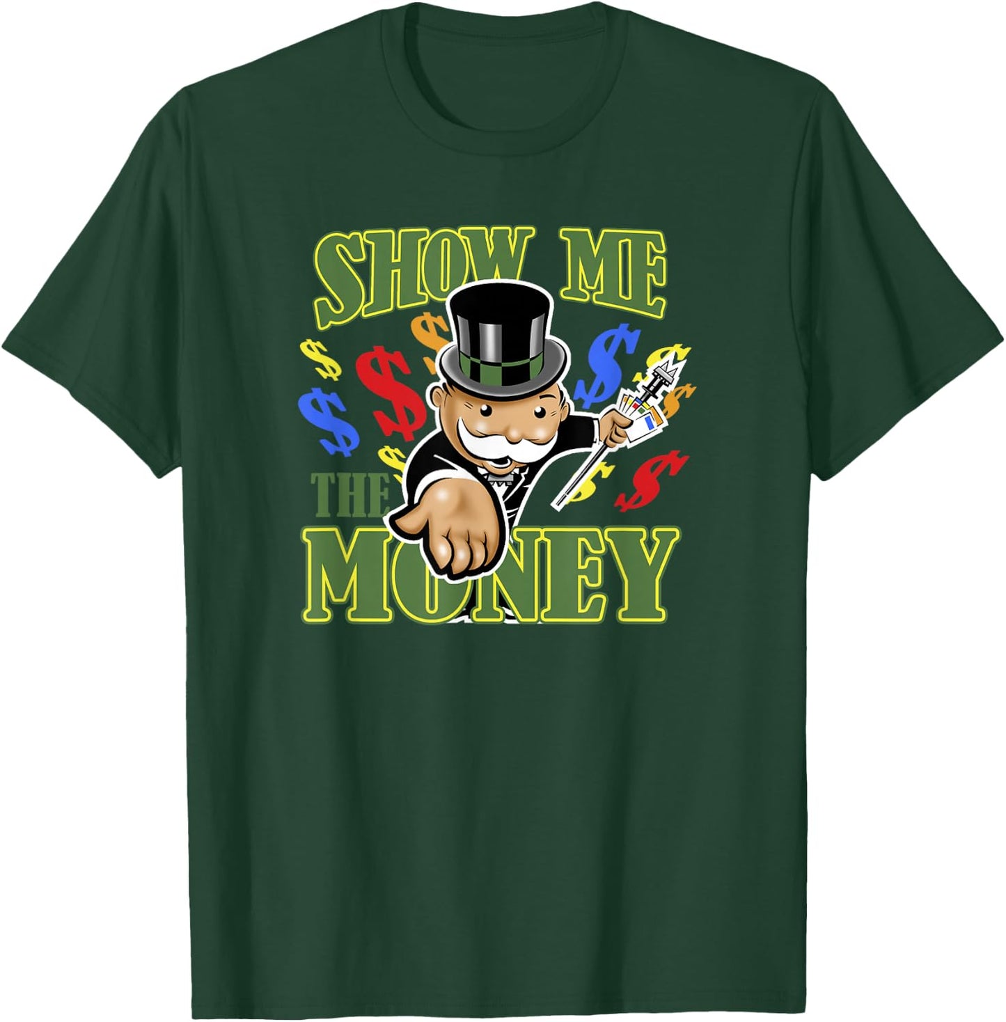 Monopoly Mr. Monopoly Show Me The Money Colorful Poster T-Shirt - T-Shirt | Forest
