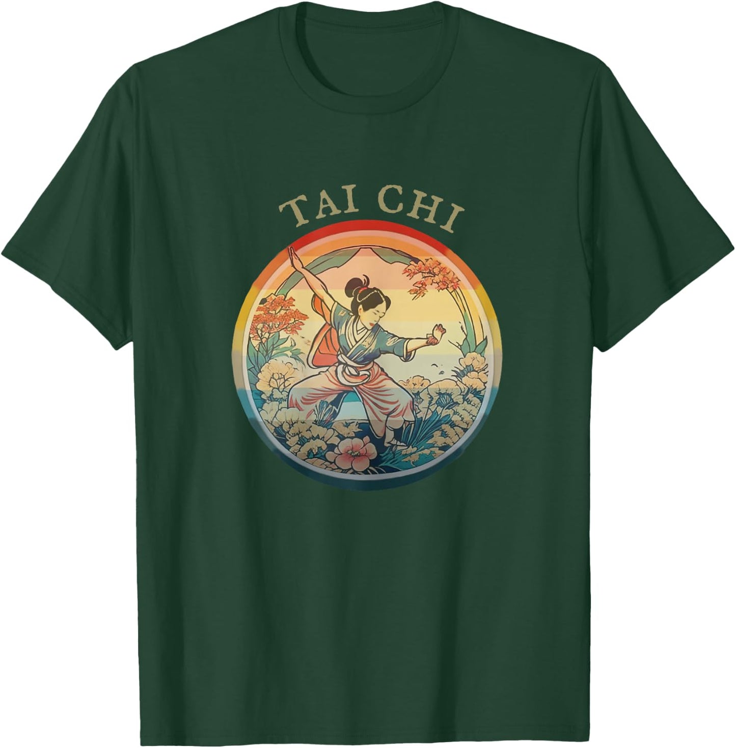 Women Tai Chi, Vintage historic Retro drawing, Harmony Flow T-Shirt - T-Shirt | Forest