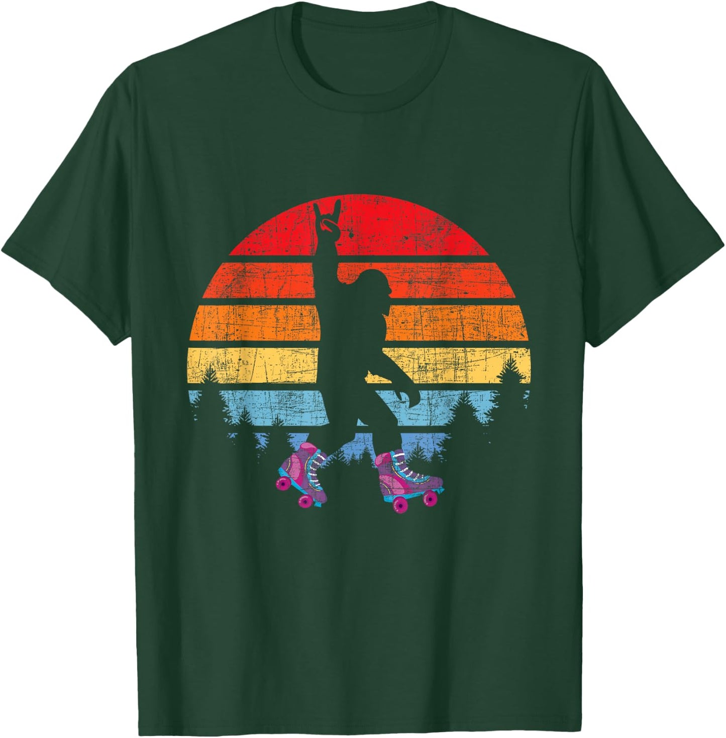 Retro Vintage Bigfoot Skater - Roller Skating Roller Derby T-Shirt - T-Shirt | Forest