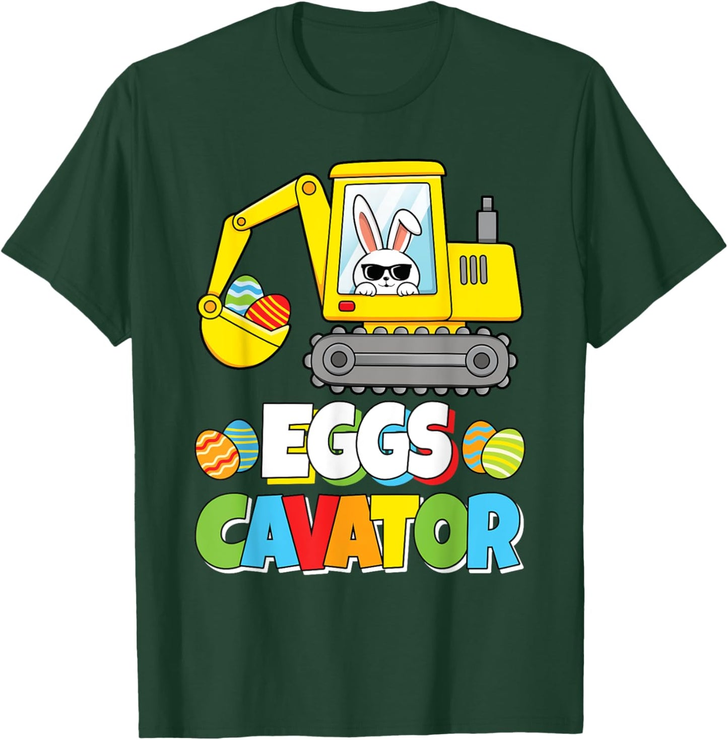 Eggs Cavator Easter Bunny Excavator Funny Rabbit Boys Kids T-Shirt - T-Shirt | Forest