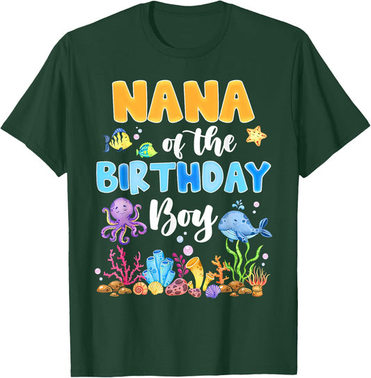 Nana Of The Birthday Boy Aquarium Sea Animals Matching T-Shirt - T-Shirt | Forest
