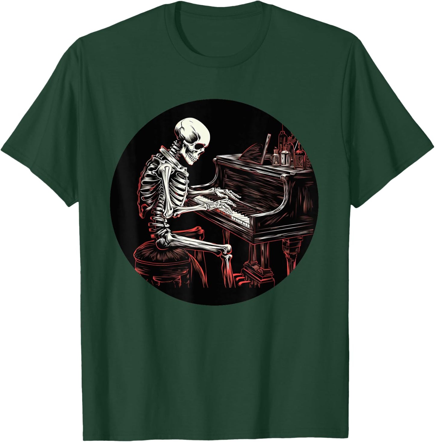 Funny Skeleton with Piano Keyboard for classical Music Fans T-Shirt - T-Shirt | Forest