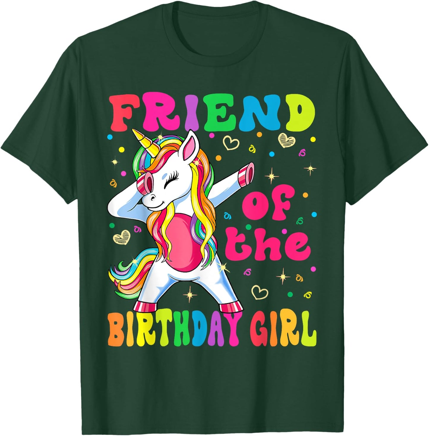Friend of the Birthday Princess Girl Dabbing Unicorn T-Shirt - T-Shirt | Forest