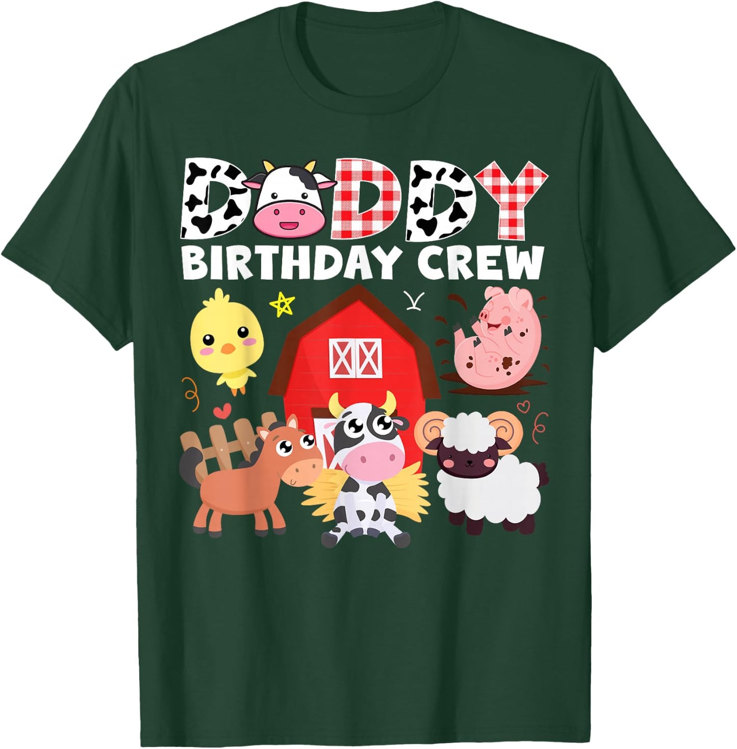 Cow Daddy Birthday Crew Farm Theme Animals Birthday Party T-Shirt - T-Shirt | Forest