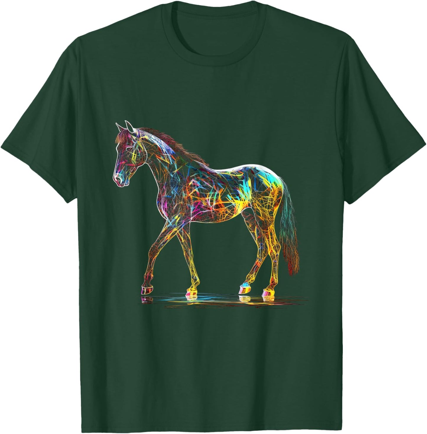 Horse Art Colourful Horse Motif Artwork Horse T-Shirt - T-Shirt | Forest