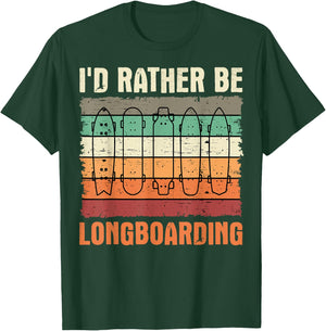 Longboard Retro Vintage Skateboarder Sidewalk Surfing T-Shirt - T-Shirt | Forest