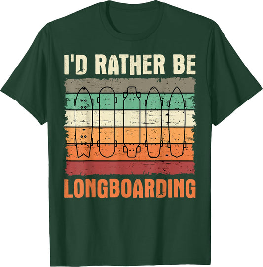 Longboard Retro Vintage Skateboarder Sidewalk Surfing T-Shirt - T-Shirt | Forest