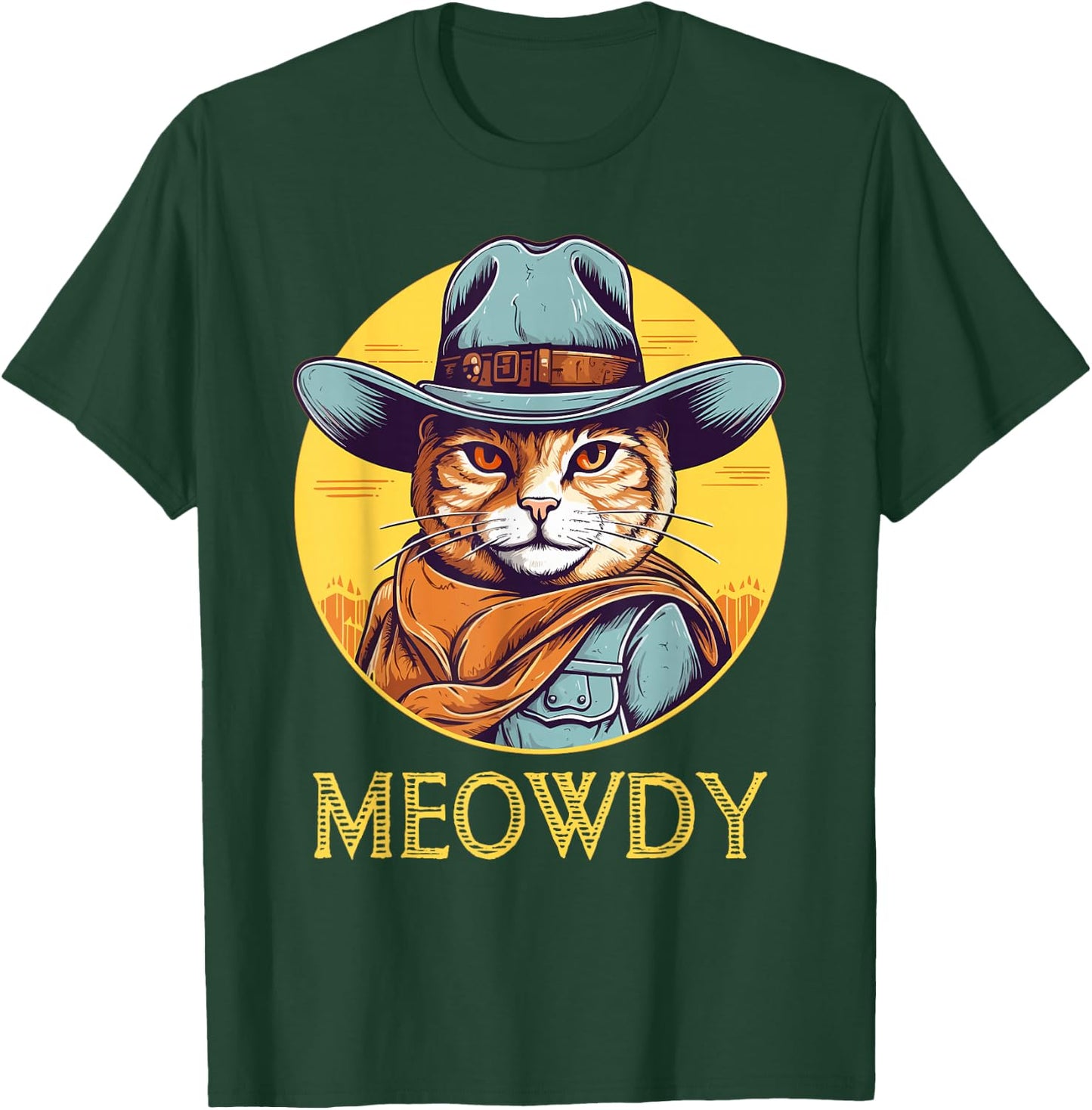 Cat Cowboy Cowgirl Women Men Kid Halloween Meow Howdy Meowdy T-Shirt - T-Shirt | Forest