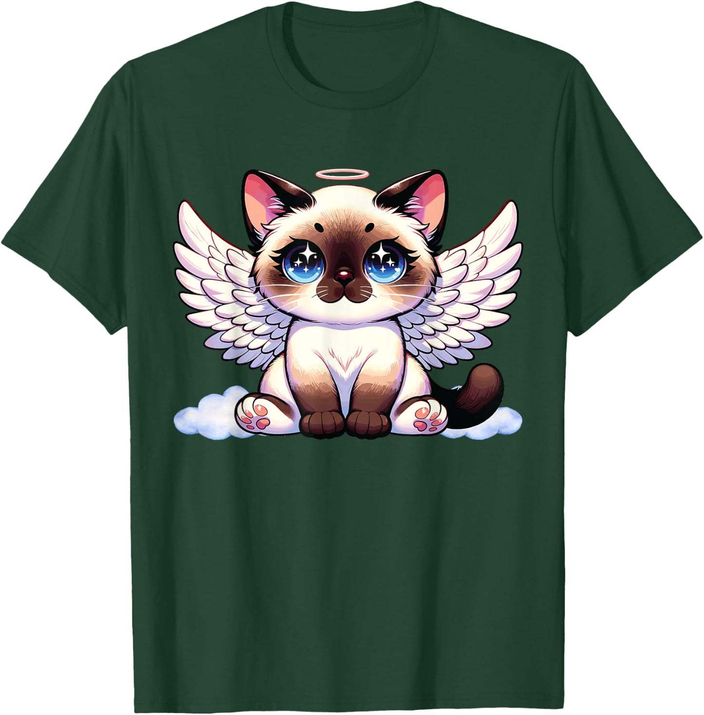 Angel Cat, Siamese Cat, Anime Angel Kitten T-Shirt - T-Shirt | Forest
