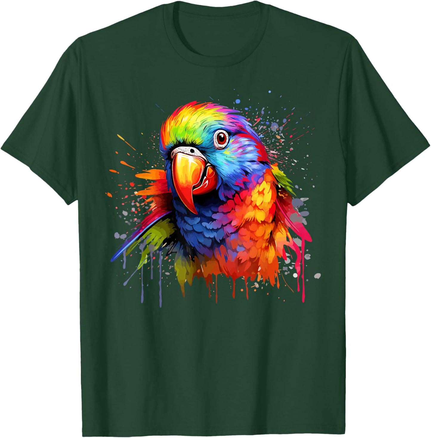 Colorful Splash Art Rainbow Lorikeet Parrot Lover T-Shirt - T-Shirt | Forest