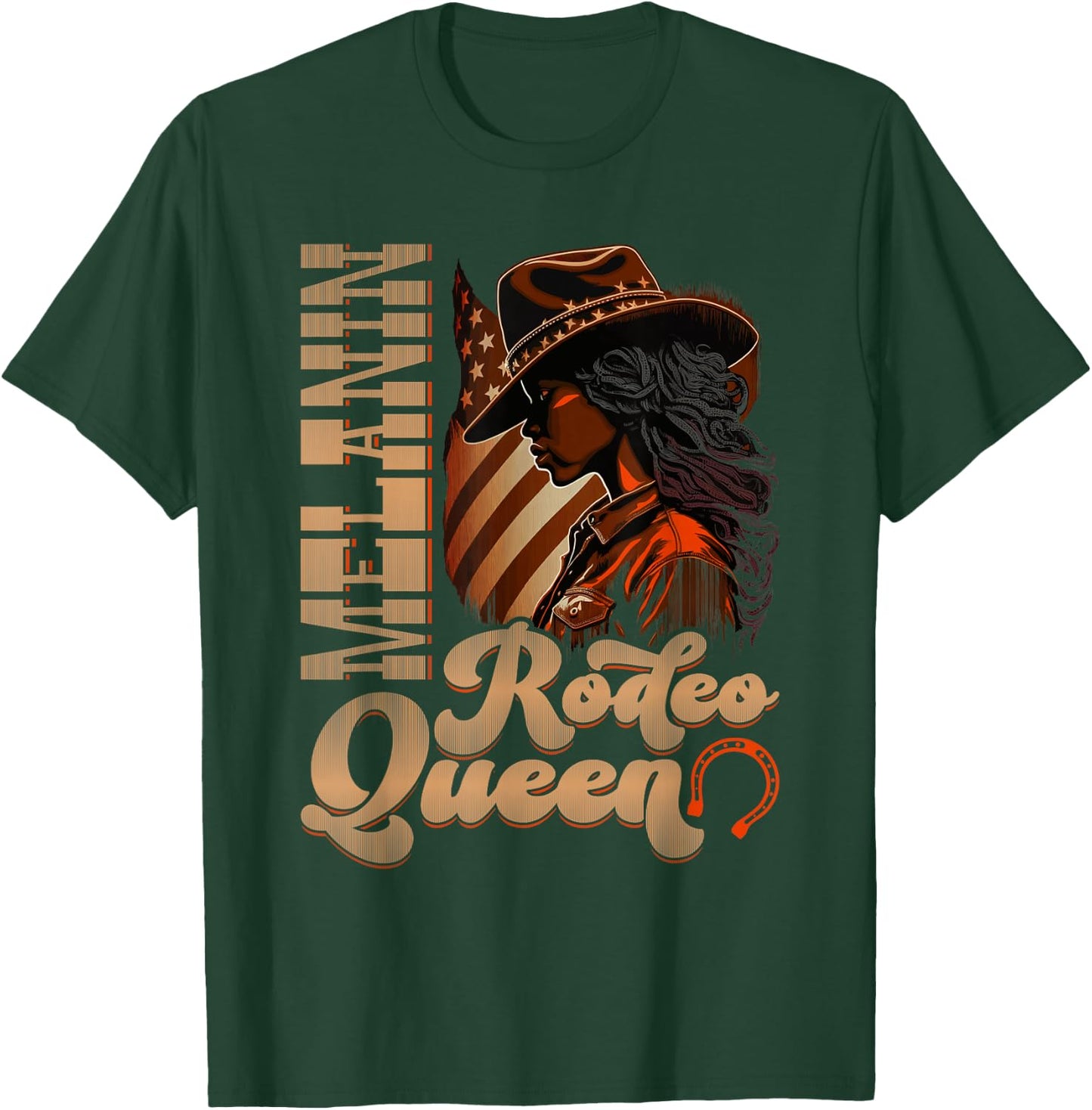 Melanin Rodeo Queen Country African-American Cowgirl T-Shirt - T-Shirt | Forest