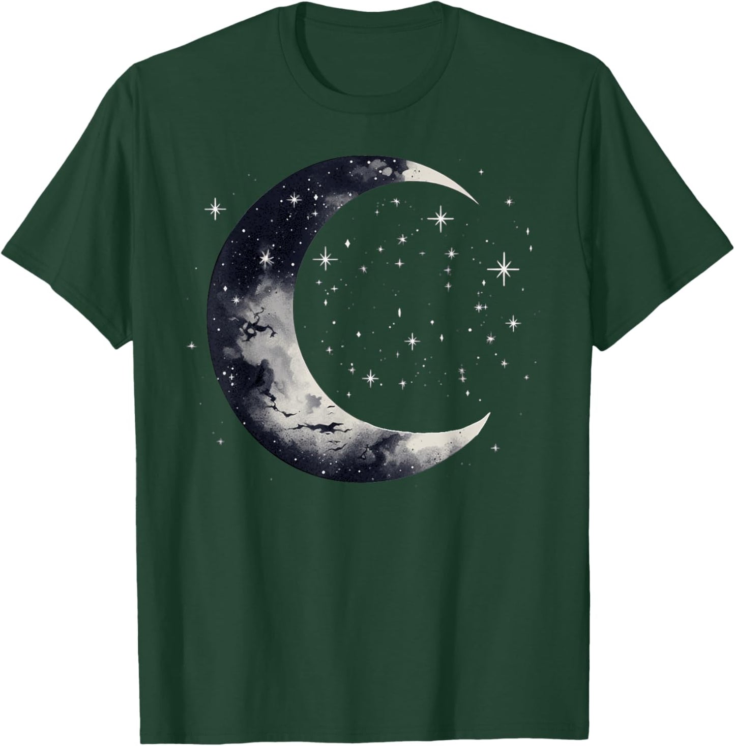 Stars and Moon Night Sky Galaxy Aesthetic Graphic Lovers T-Shirt - T-Shirt | Forest
