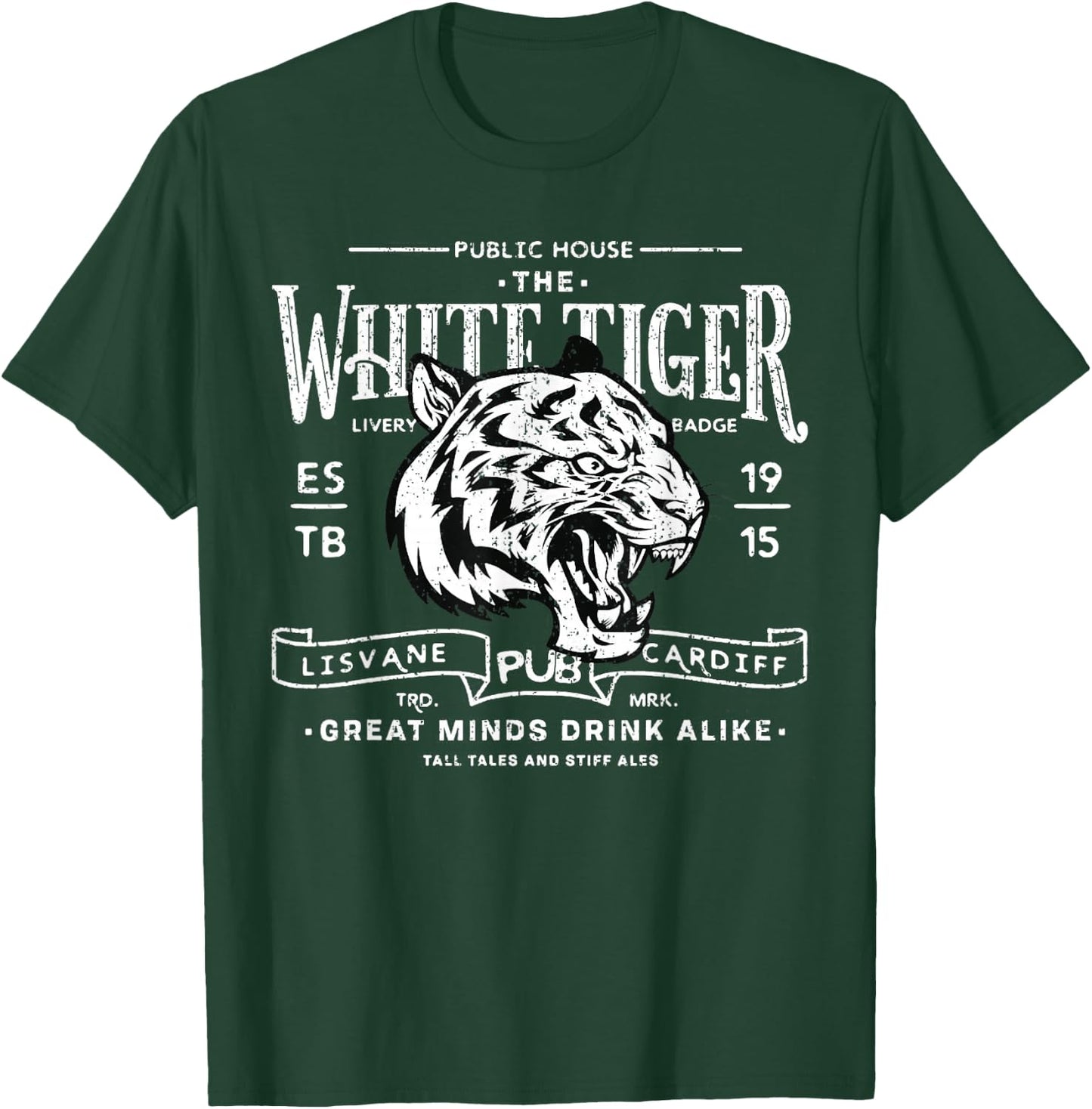 Vintage White Tiger Pub T-Shirt - T-Shirt | Forest