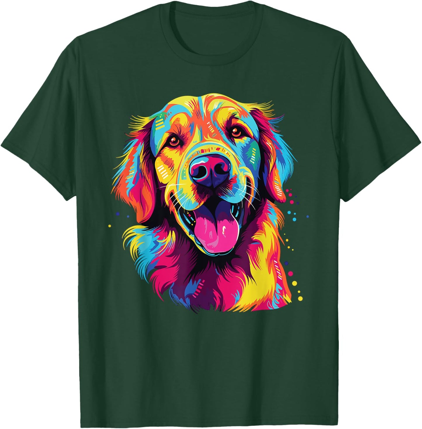 Watercolor Colorful Golden Retriever Dog Men Women Girls Kids T-Shirt - T-Shirt | Forest