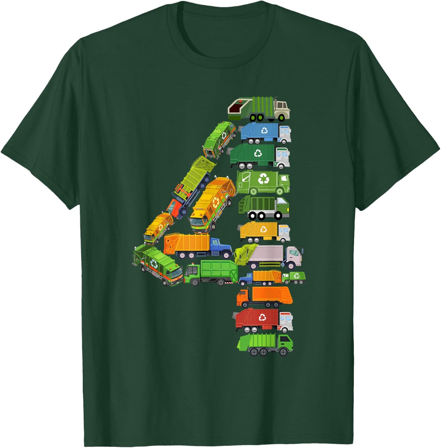 Garbage Truck Themed 4th Birthday Party 4 Year Old Boys Kids T-Shirt - T-Shirt | Forest