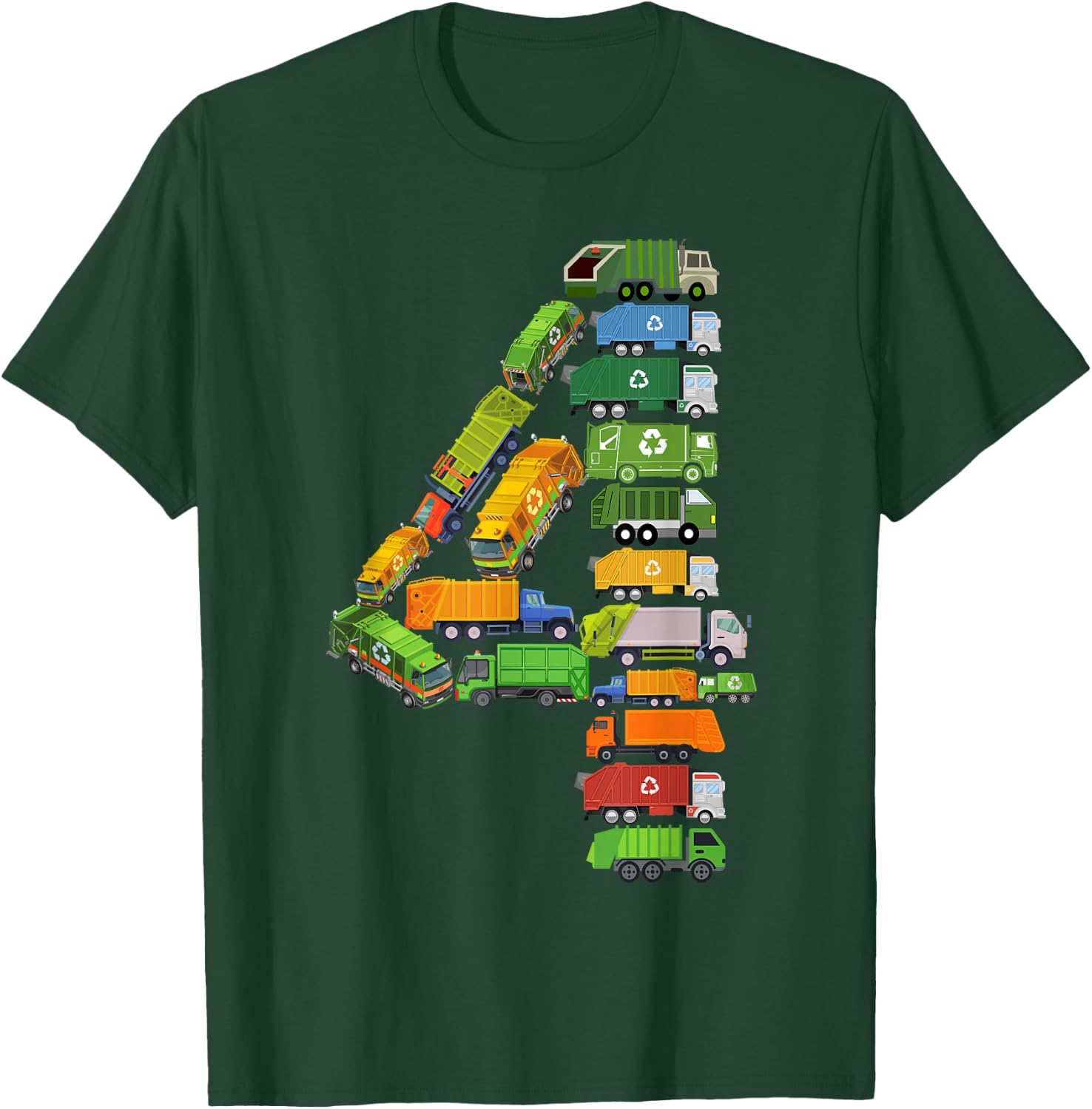 Garbage Truck Themed 4th Birthday Party 4 Year Old Boys Kids T-Shirt - T-Shirt | Forest
