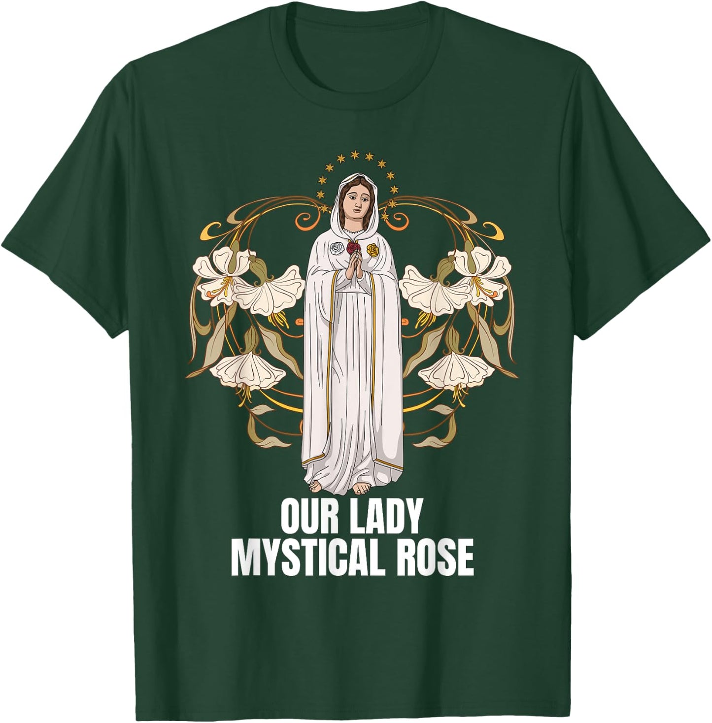 Our Lady Mystical Rose Marian Catholic T-Shirt - T-Shirt | Forest