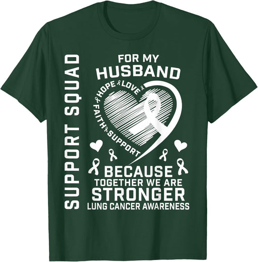 I Wear White Support Husband Lung Cancer Awareness Products T-Shirt - T-Shirt | Forest