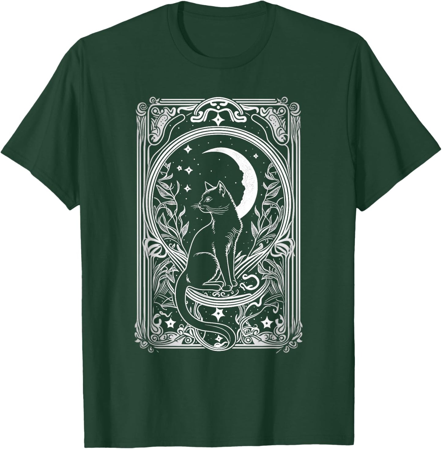 Cute Cat Lover, Moon Tarot Card, Cat Tarot Card Crescet Moon T-Shirt - T-Shirt | Forest
