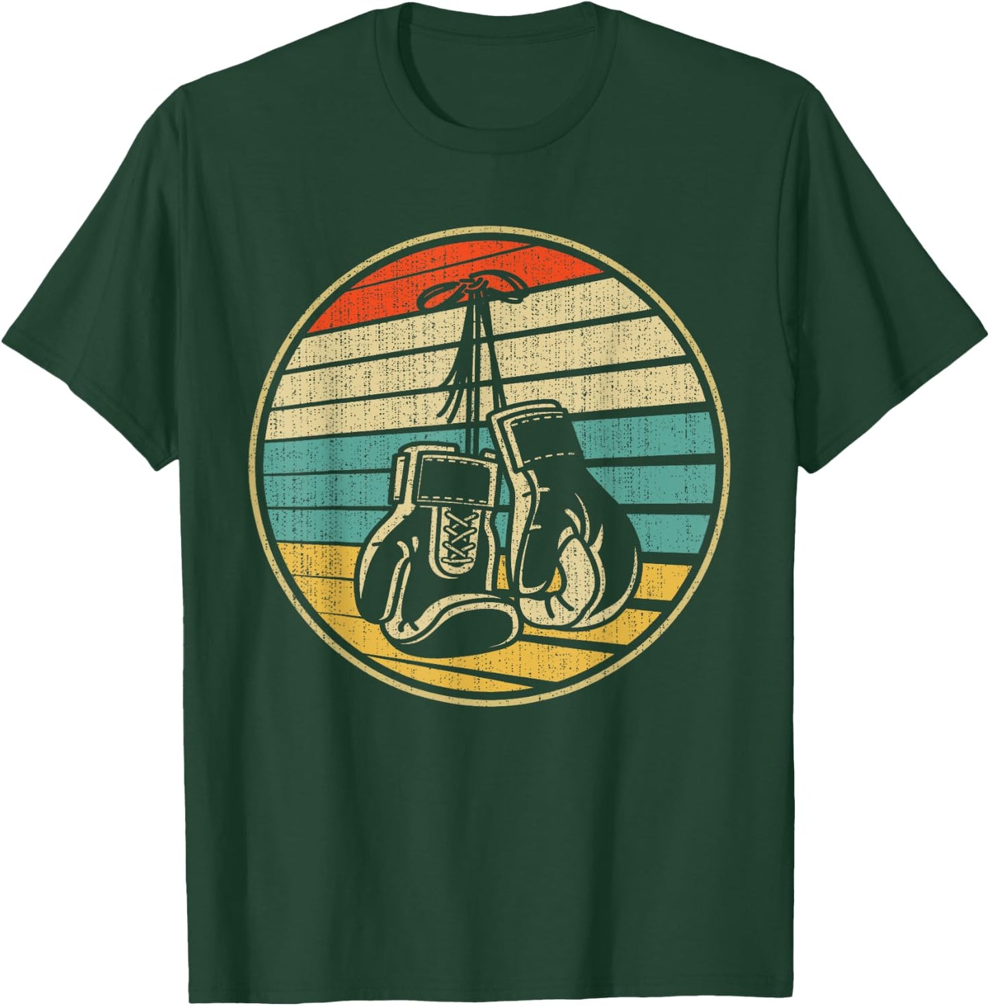 Vintage Retro 60s 70s Style Boxing Gloves Boxer Player Lover T-Shirt - T-Shirt | Forest