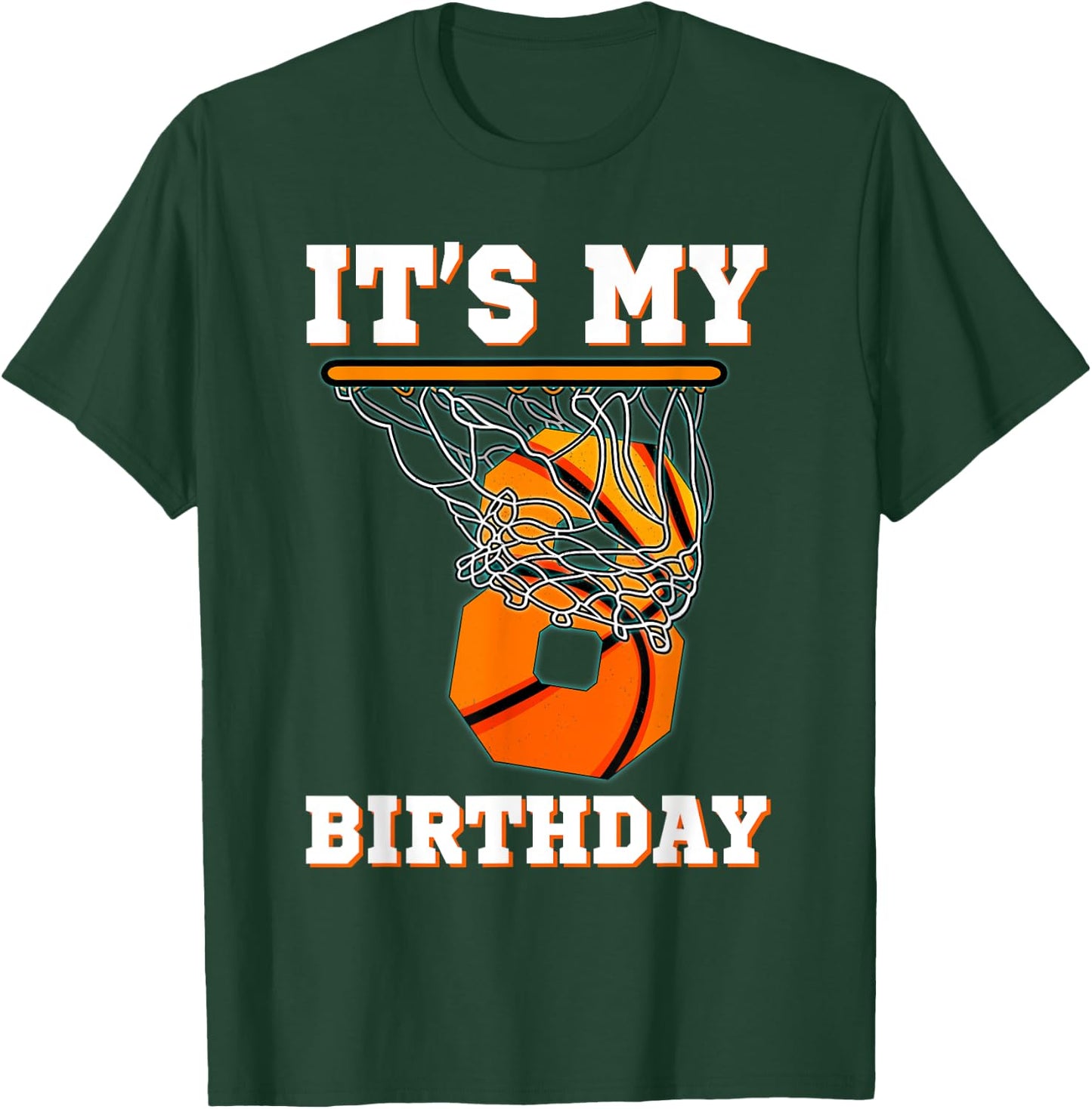It's My 8th Birthday Basketball Boy Party 8 Years Old T-Shirt - T-Shirt | Forest