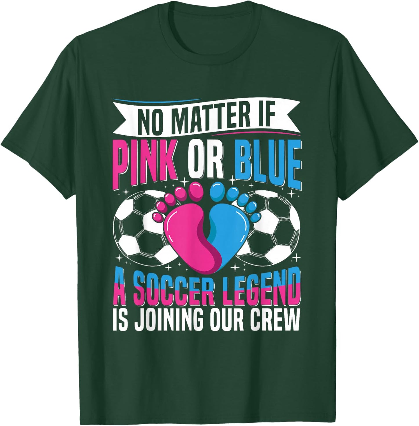 Soccer Themed Gender Reveal Party Design for a Soccer Player T-Shirt - T-Shirt | Forest