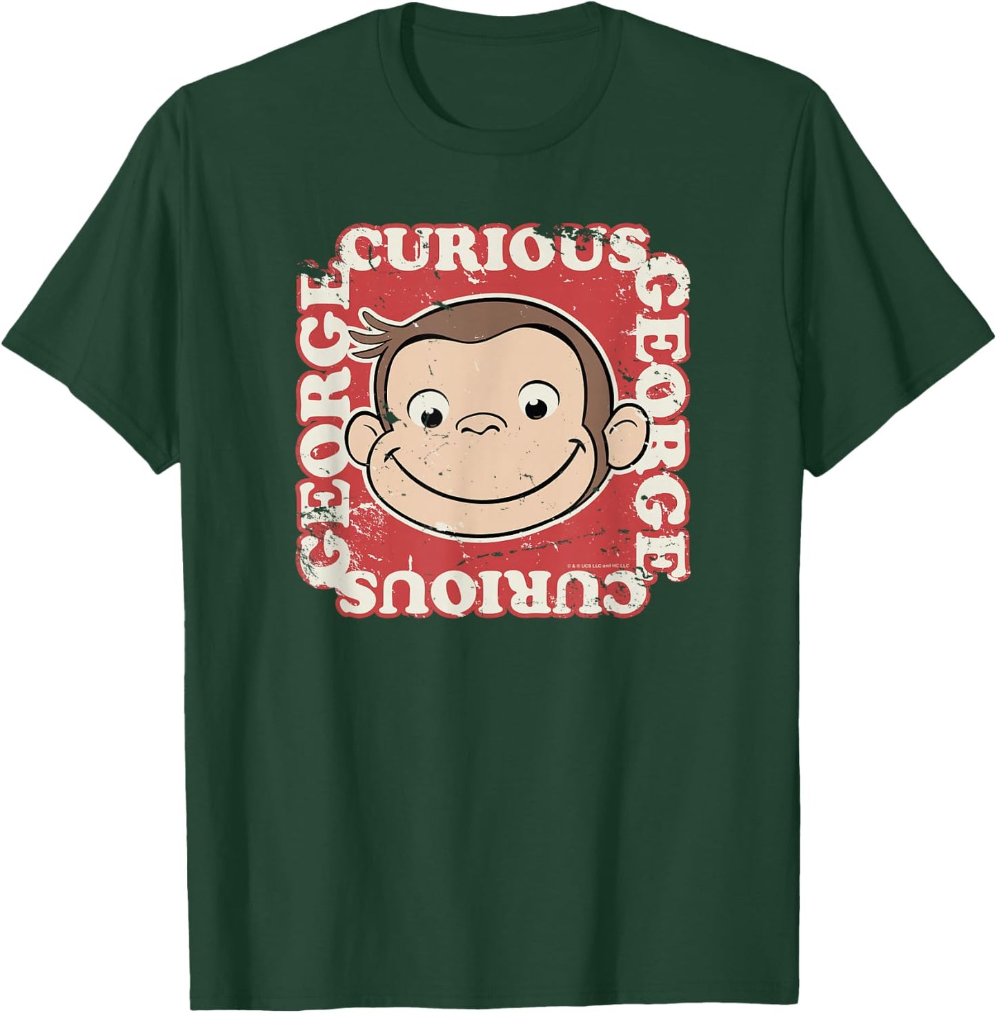 Curious George Big Face Distressed George T-Shirt - T-Shirt | Forest