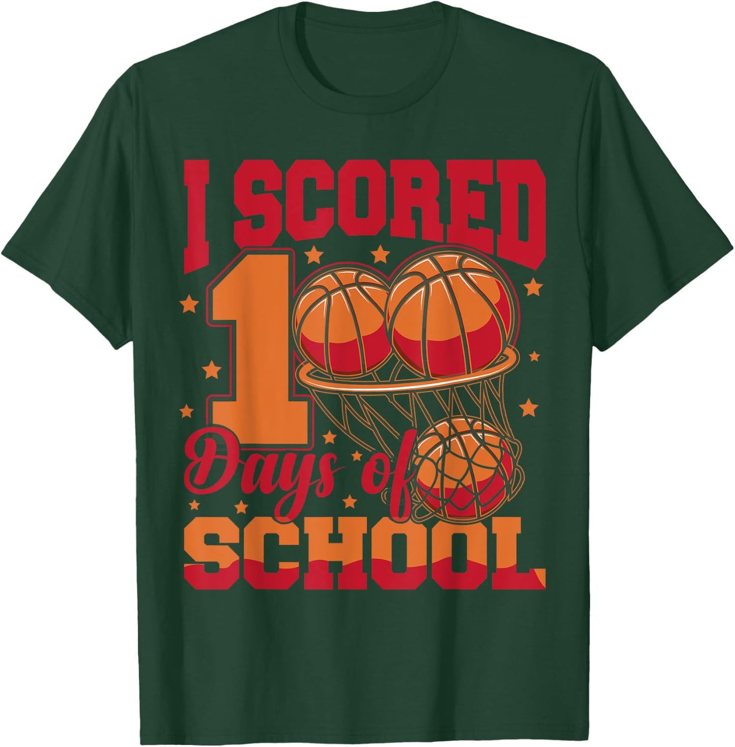 Basketball 100th Day Of School 100 Days Of School T-Shirt - T-Shirt | Forest