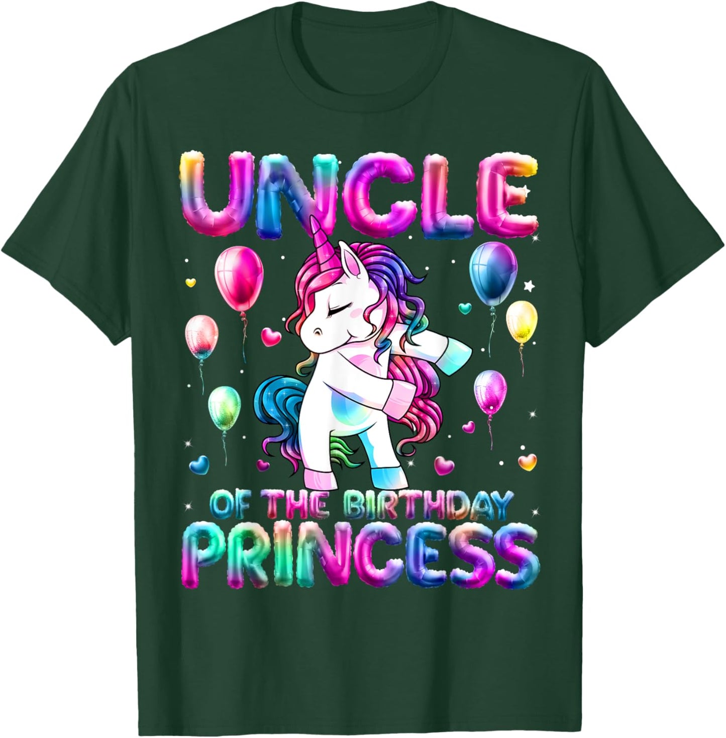 Uncle of the Birthday Princess Girl Flossing Unicorn Uncle T-Shirt - T-Shirt | Forest