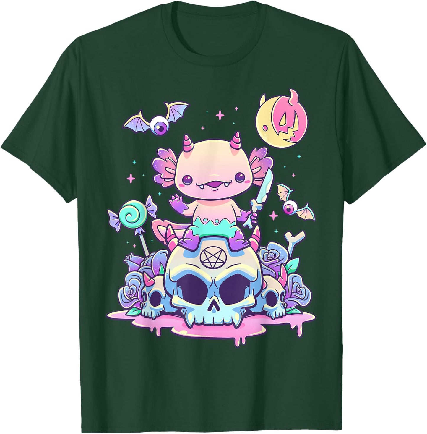 Pastel Goth Axolotl Creepy Gothic Kawaii Anime Aesthetic T-Shirt - T-Shirt | Forest
