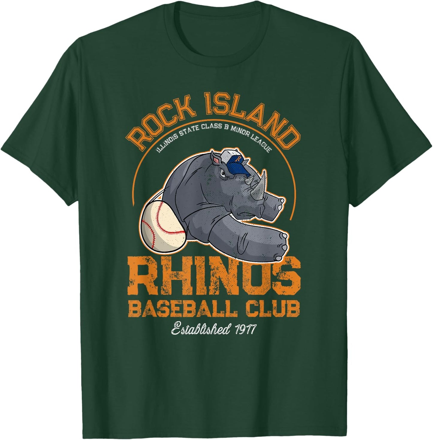 Rock Island Rhinos Retro Minor League Baseball Team T-Shirt - T-Shirt | Forest