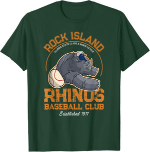 Rock Island Rhinos Retro Minor League Baseball Team T-Shirt - T-Shirt | Forest