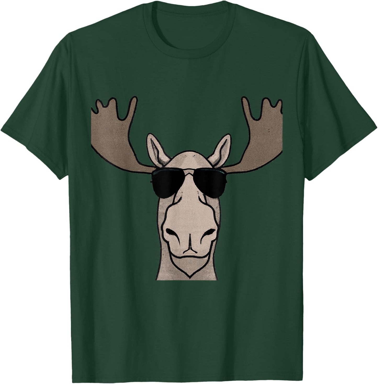 Moose Wearing Sunglasses Shades Retro Vintage Moose T-Shirt - T-Shirt | Forest