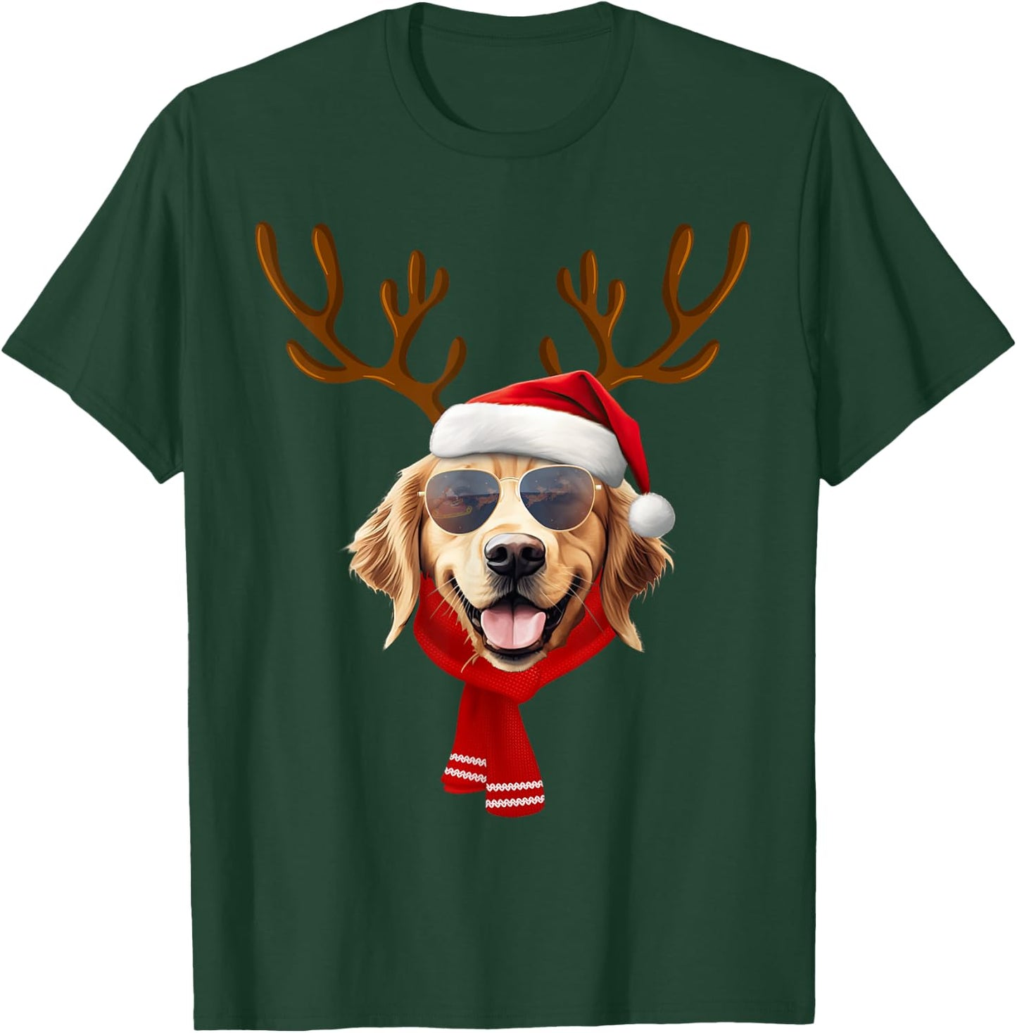 Golden Retriever Xmas Outfit Reindeer Christmas Costume T-Shirt - T-Shirt | Forest