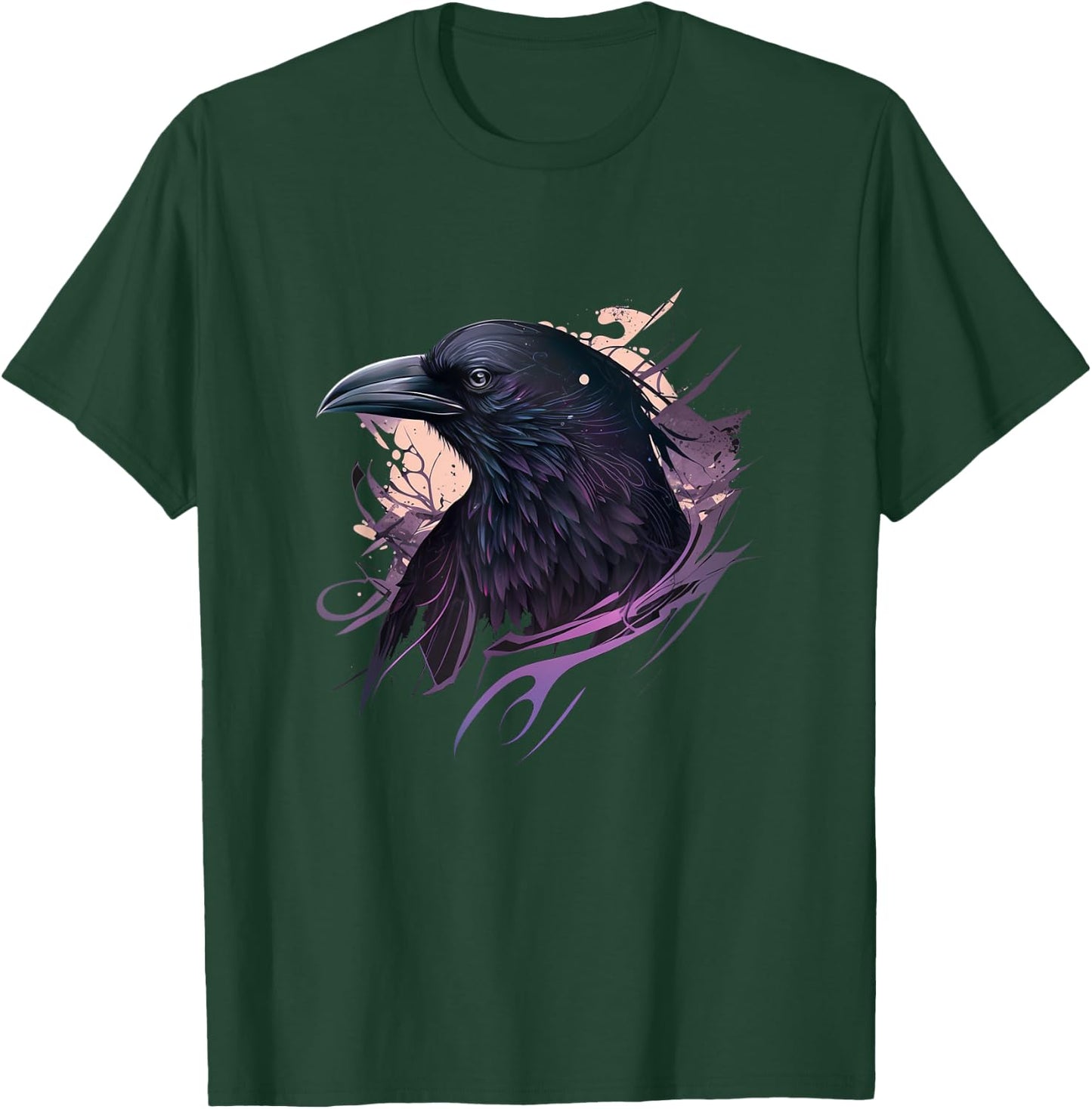 Raven Graphic Goth Black Crow T-Shirt - T-Shirt | Forest