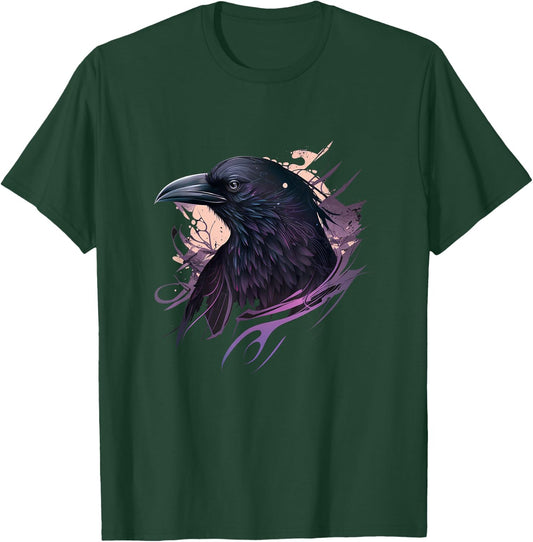 Raven Graphic Goth Black Crow T-Shirt - T-Shirt | Forest