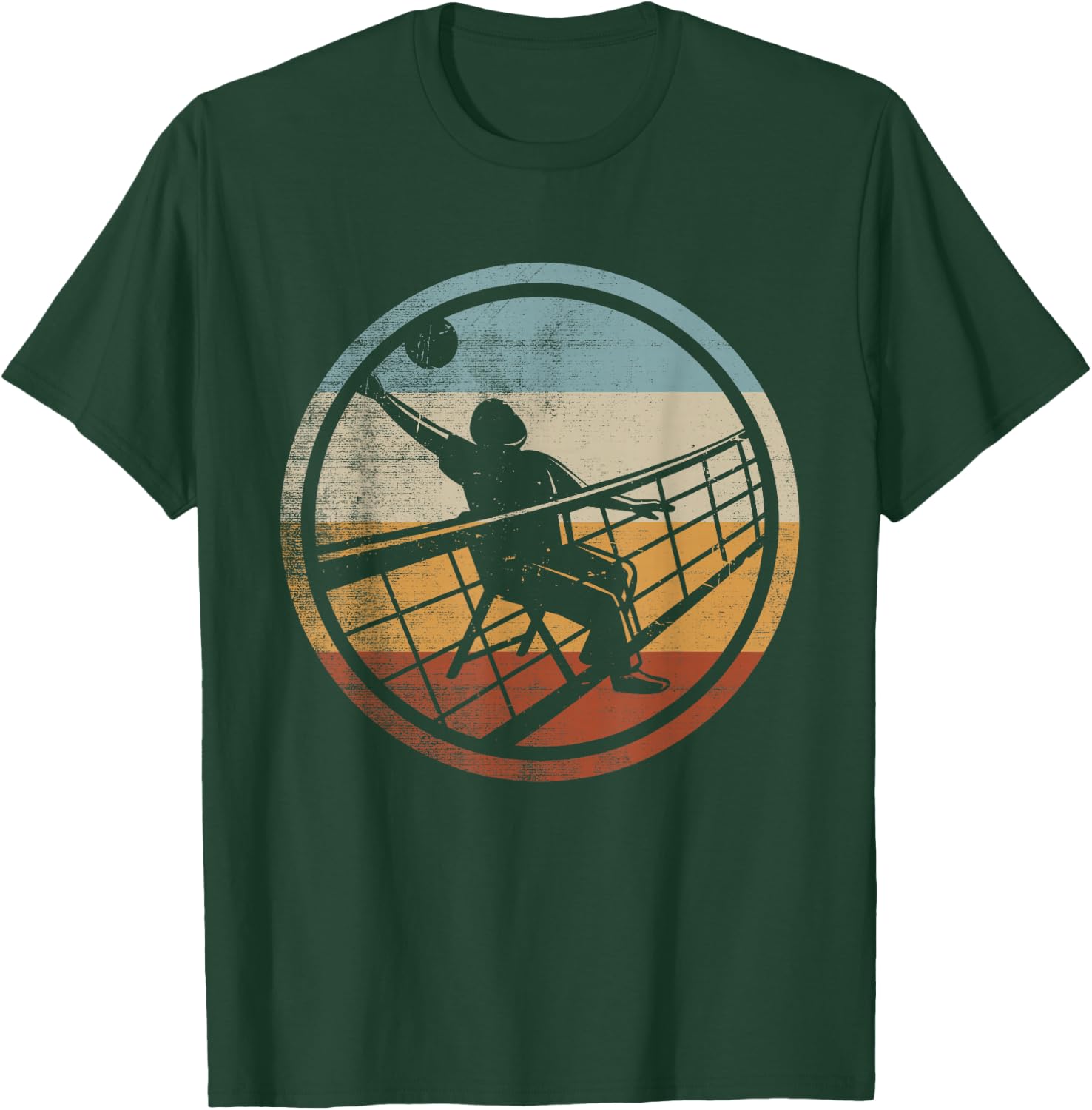 Retro Vintage Volleyballer Design Chair Volleyball T-Shirt - T-Shirt | Forest
