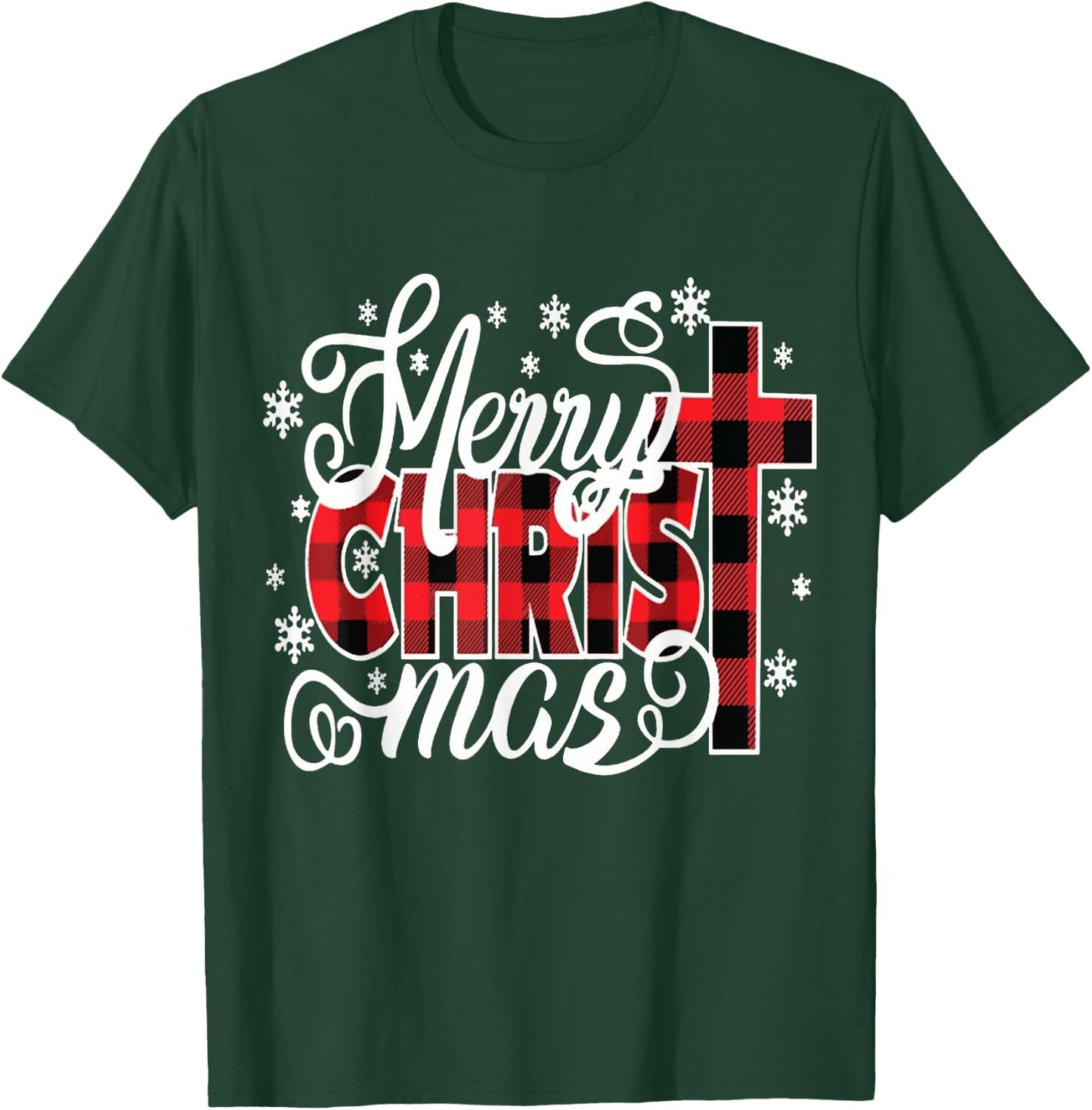 Merry Christ Mas Christian Jesus Christmas PJs Xmas Pajamas T-Shirt - T-Shirt | Forest