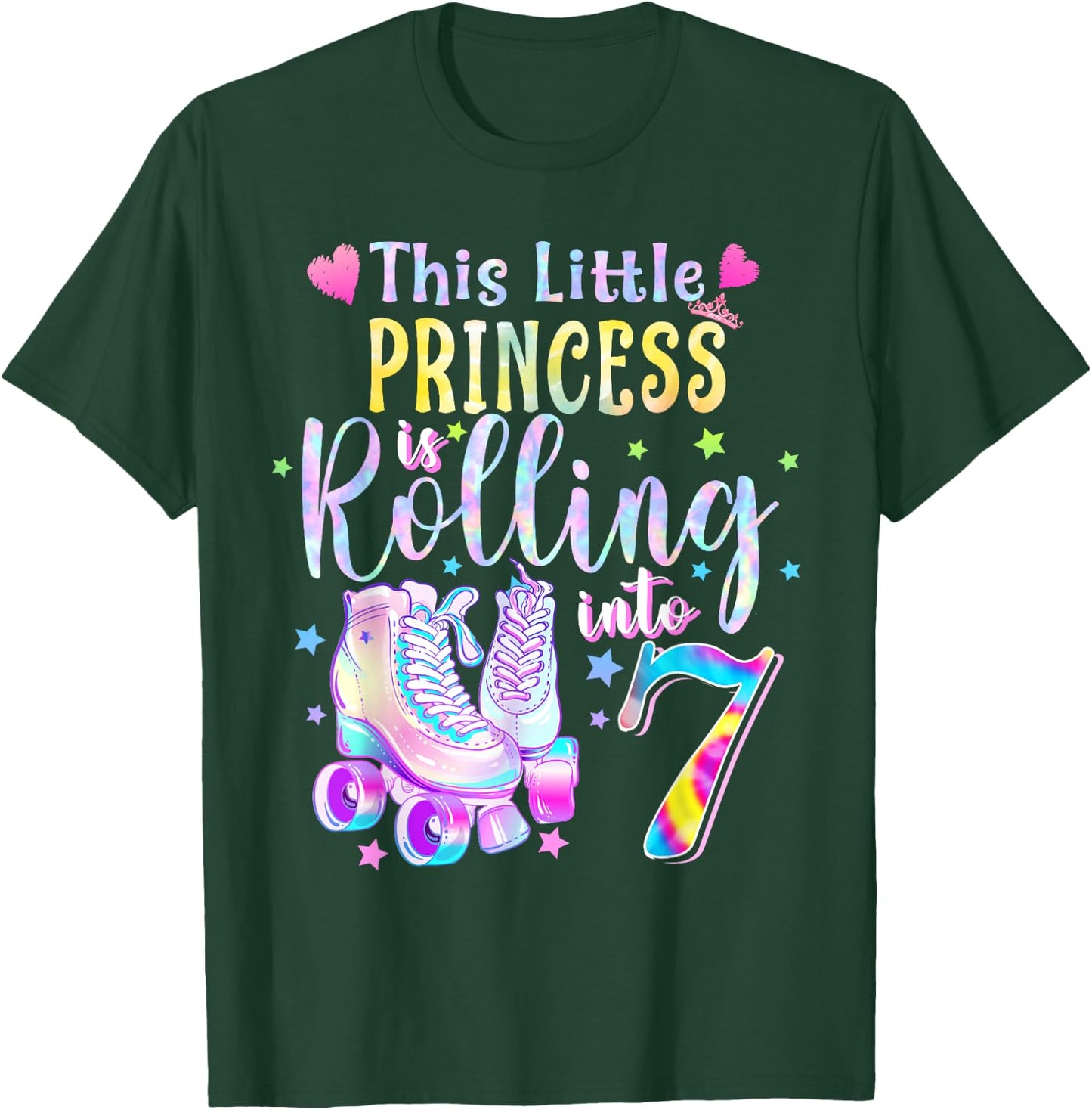 This Little Princess Rolling Into 7 7th Birthday Skate Girls T-Shirt - T-Shirt | Forest