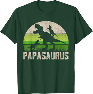 Funny Grandpa Shirts, Papasaurus Dinosaur 2 Kids Fathers Day T-Shirt - T-Shirt | Forest