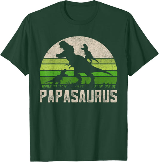 Funny Grandpa Shirts, Papasaurus Dinosaur 2 Kids Fathers Day T-Shirt - T-Shirt | Forest