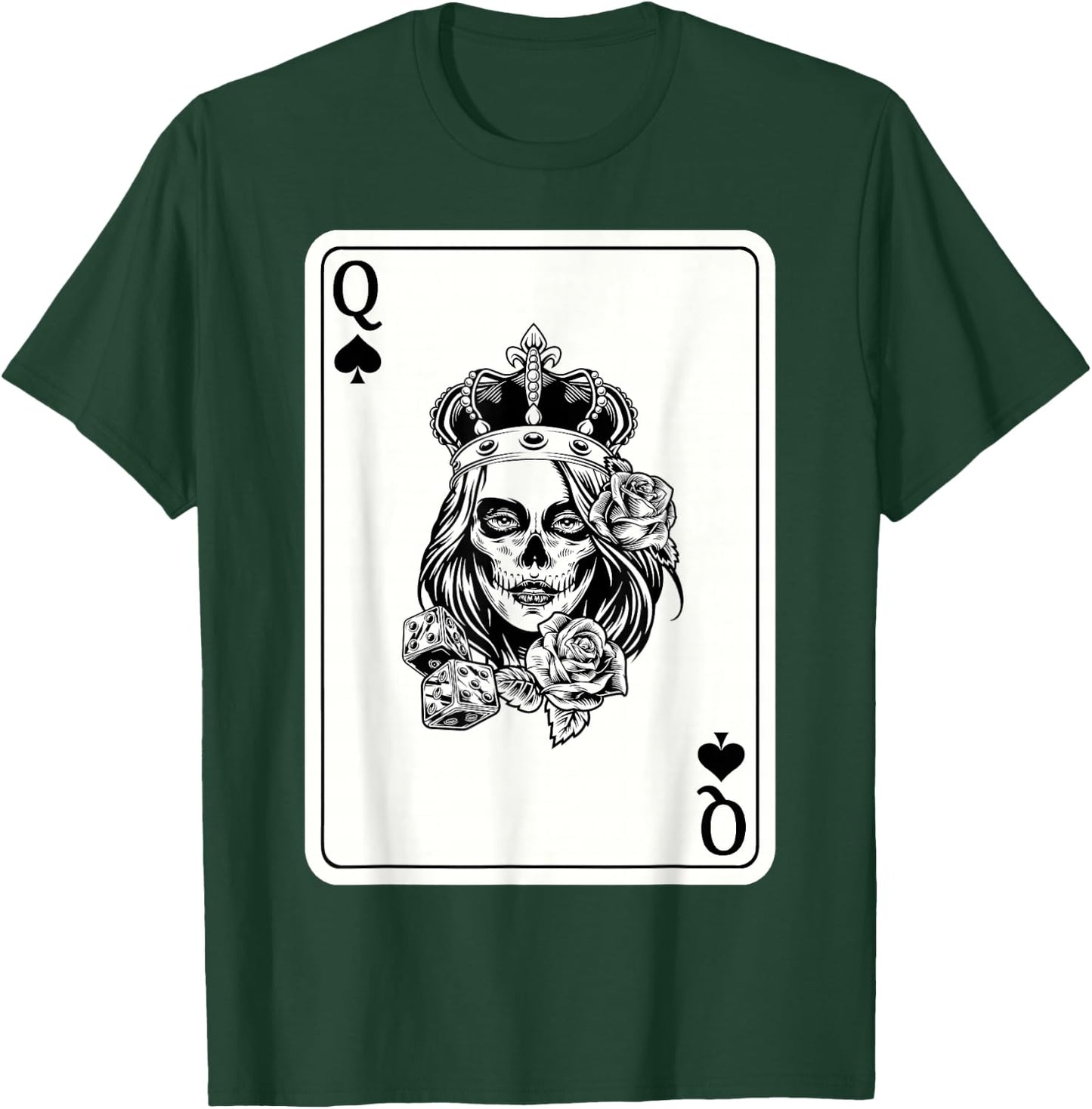 Couple Matching King And Queen of Spades 1/2 Skull Halloween T-Shirt - T-Shirt | Forest