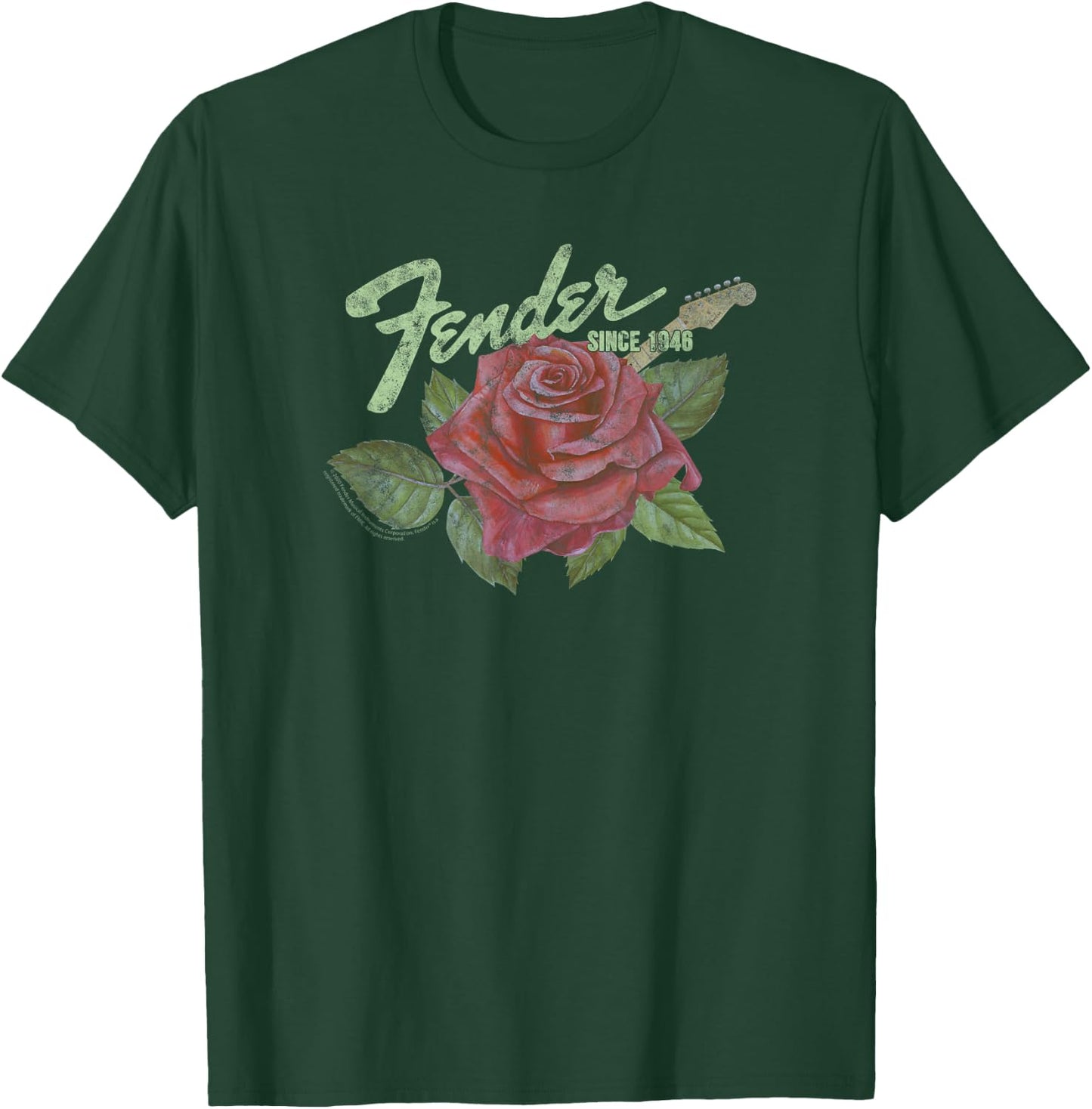 Fender Rose Guitar Classic Vintage Style T-Shirt - T-Shirt | Forest