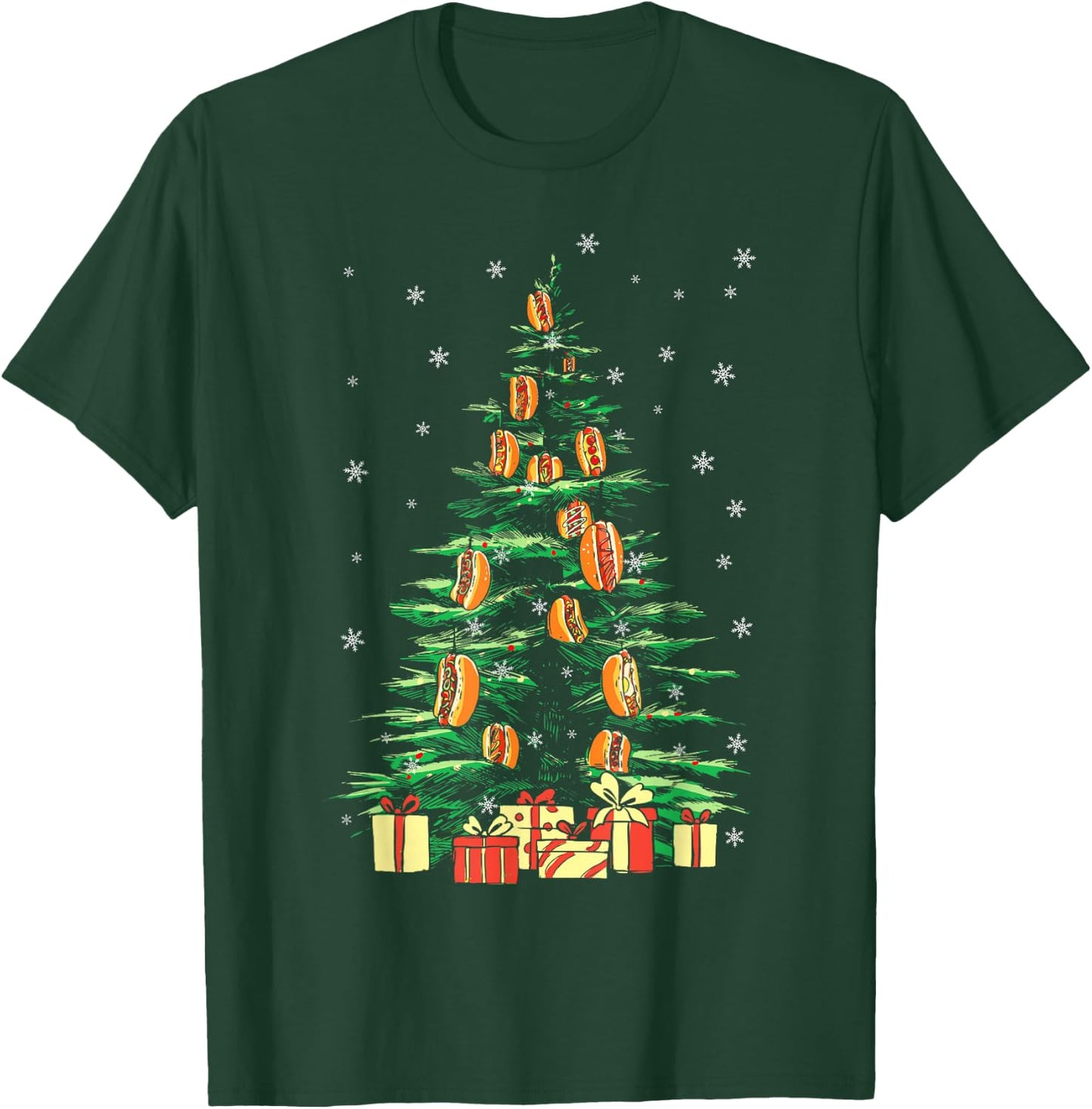 Hot Dog Adult Christmas Tree T-Shirt - T-Shirt | Forest