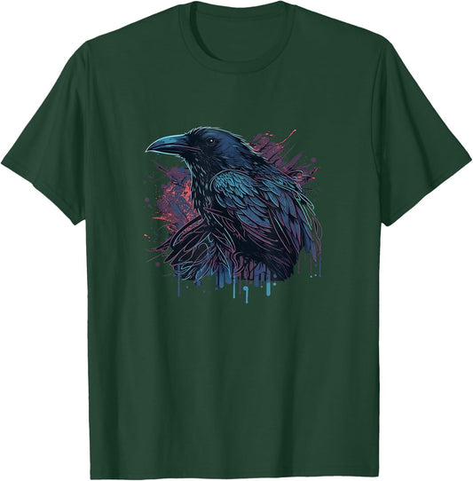 Raven Graphic Goth Black Crow T-Shirt - T-Shirt | Forest