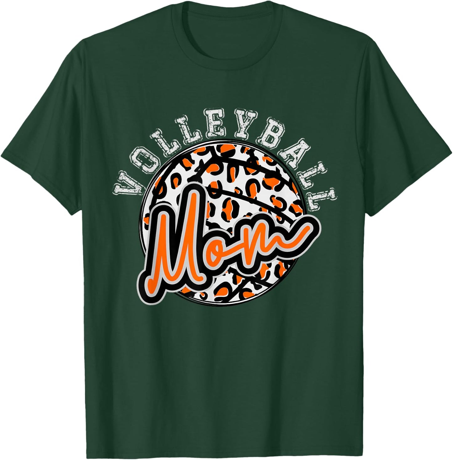 Leopard Cheetah Volleyball Orange Mom Shirt Trendy T-Shirt - T-Shirt | Forest