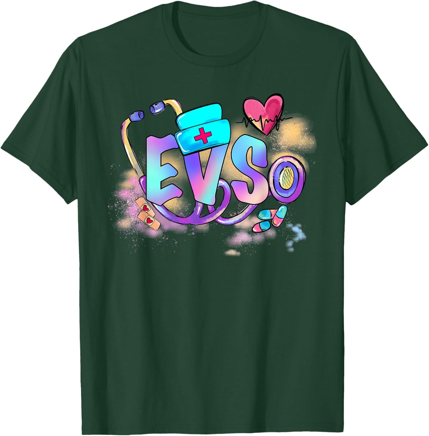 Tie Dye EVS Worker Funny EVS Nurse Day Nurse Week T-Shirt - T-Shirt | Forest