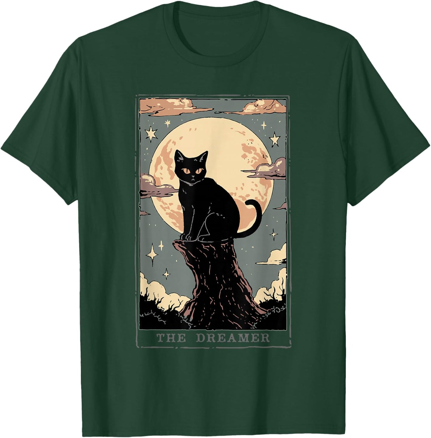 Black Cat Tarot Shirt Dreamer Dark Academia Cat Moon Cult T-Shirt - T-Shirt | Forest