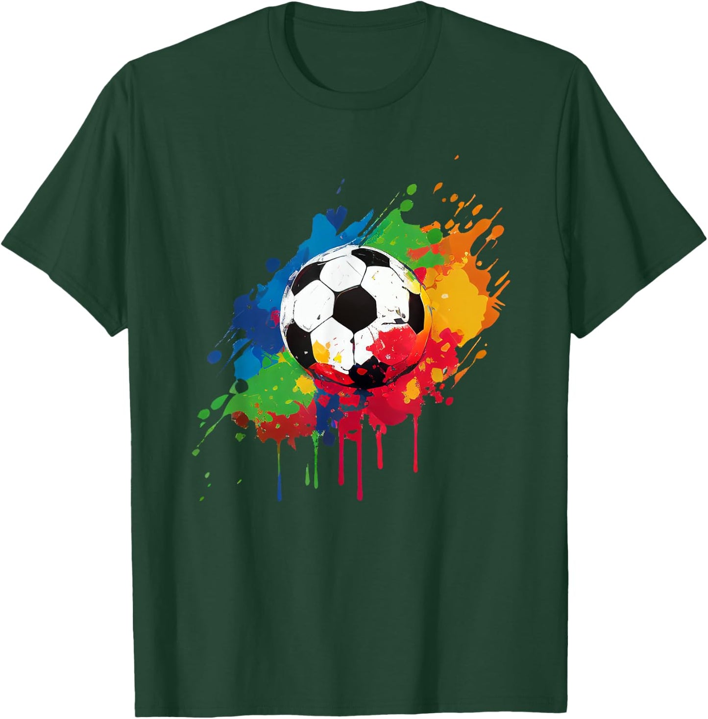Women's and Men's Soccer Ball With Paint Splash T-Shirt - T-Shirt | Forest